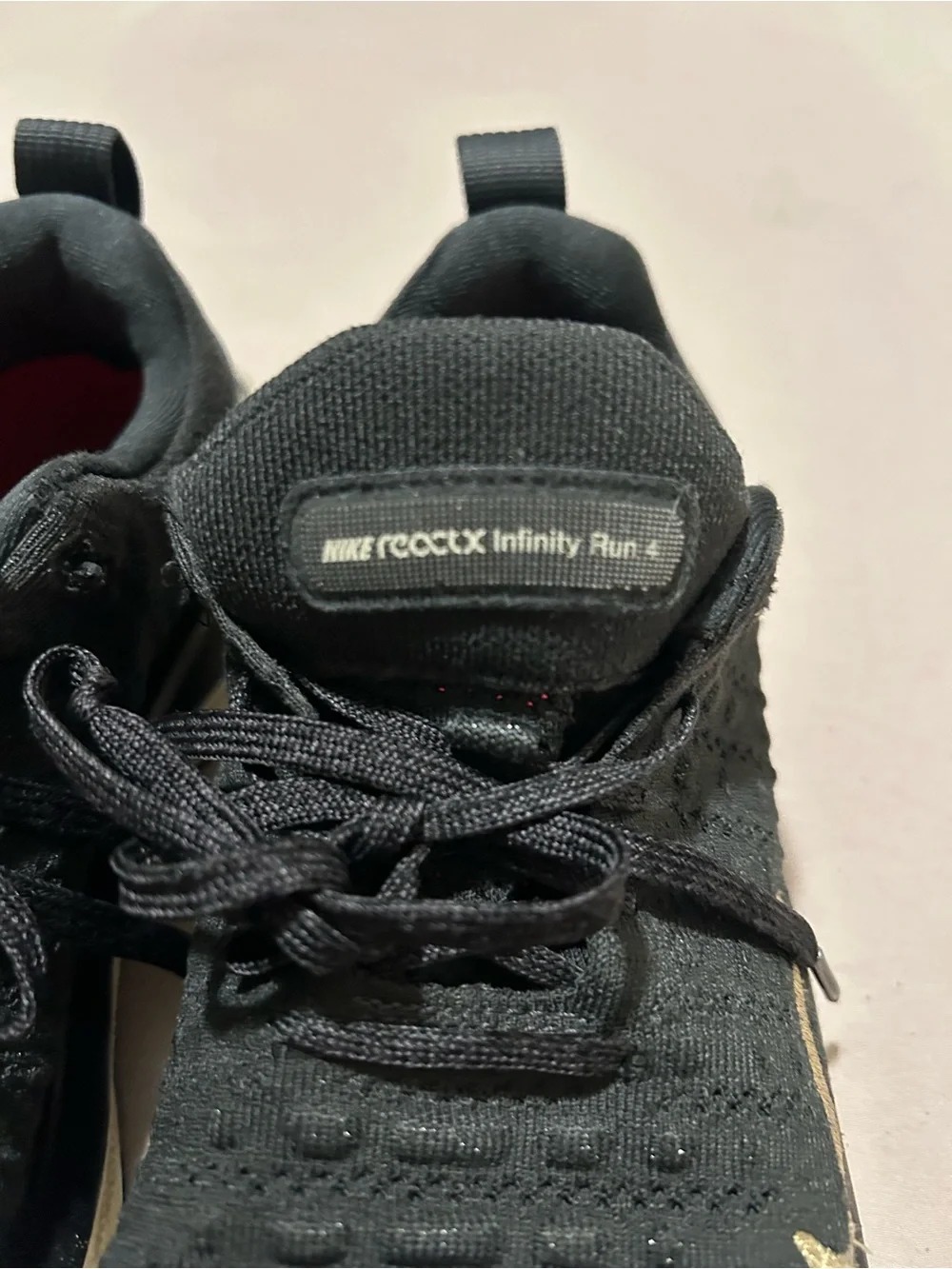 Nike Black Knit Athletic Sneakers with Cream Sole and Red Lining